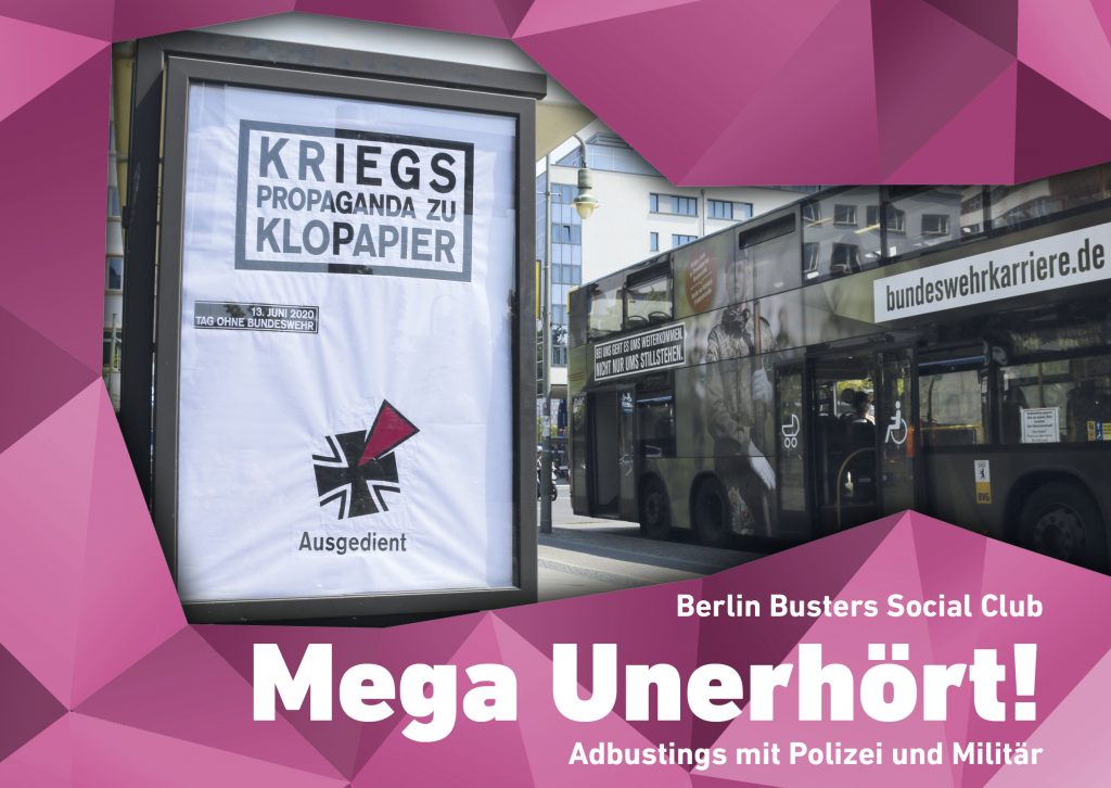 Das Cover von "MEGA Unerhört! Adbustings mit Polizei und Militär" vom Berlin Busters Social Club